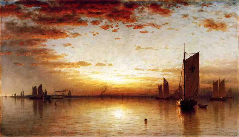 Een zonsondergang, baai van New York - Sanford Robinson Gifford