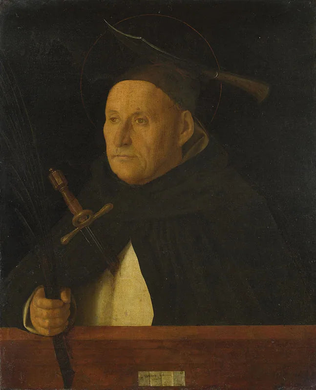Een Dominicaan, met de attributen van Sint-Pieter Martelaar - Giovanni Bellini