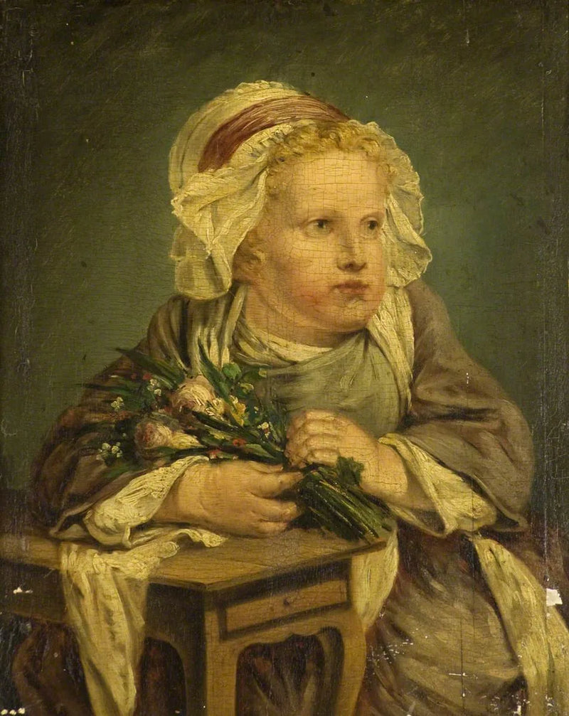 Een kind met een boeket bloemen - Jean-Baptiste Greuze