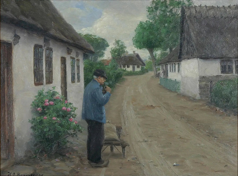 Een buitengebeuren met een man op weg naar de molen. - H. A. Brendekilde

Source:
Un extérieur avec un homme en route vers le moulin. - H. A. Brendekilde