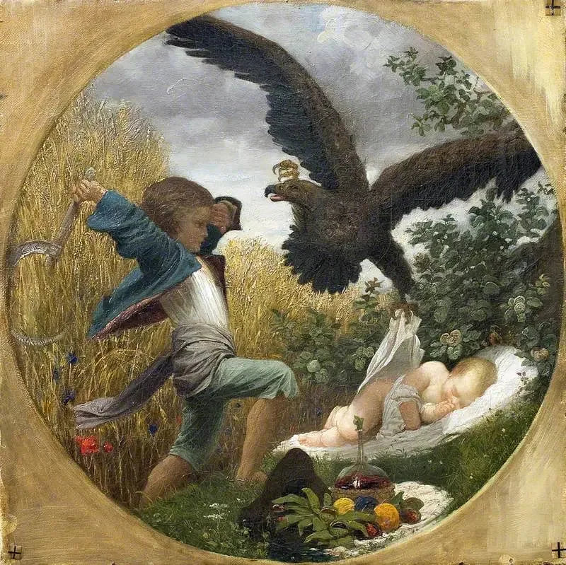 Een jongen die een baby beschermt tegen een adelaar - Frederic Leighton

Source:
Un garçon défendant un bébé contre un aigle - Frederic Leighton