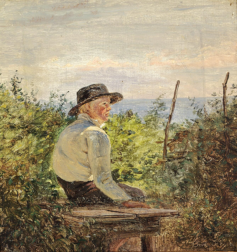 Een jongen op een bankje. - Carl Heinrich Bloch