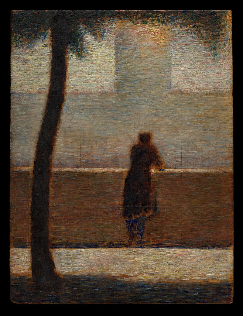 Een man leunend op een balustrade - Georges Seurat