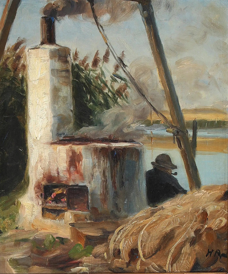 Een man zittend voor de rokende oven. - H. A. Brendekilde

Source:
Un homme assis devant le four fumant. - H. A. Brendekilde