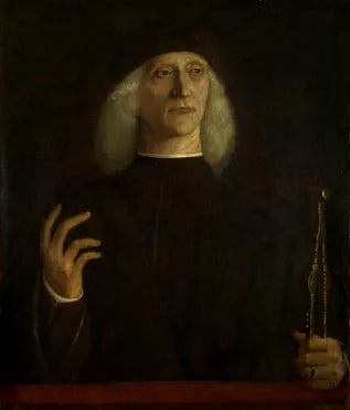 Een man met een passer (?) - Gentile Bellini