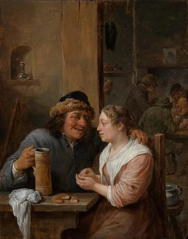 Een man met een biertap en een jonge vrouw in een taverne - David Teniers de Jonge

Source:
Un homme avec une chope de bière et une jeune femme dans une taverne - David Teniers le Jeune