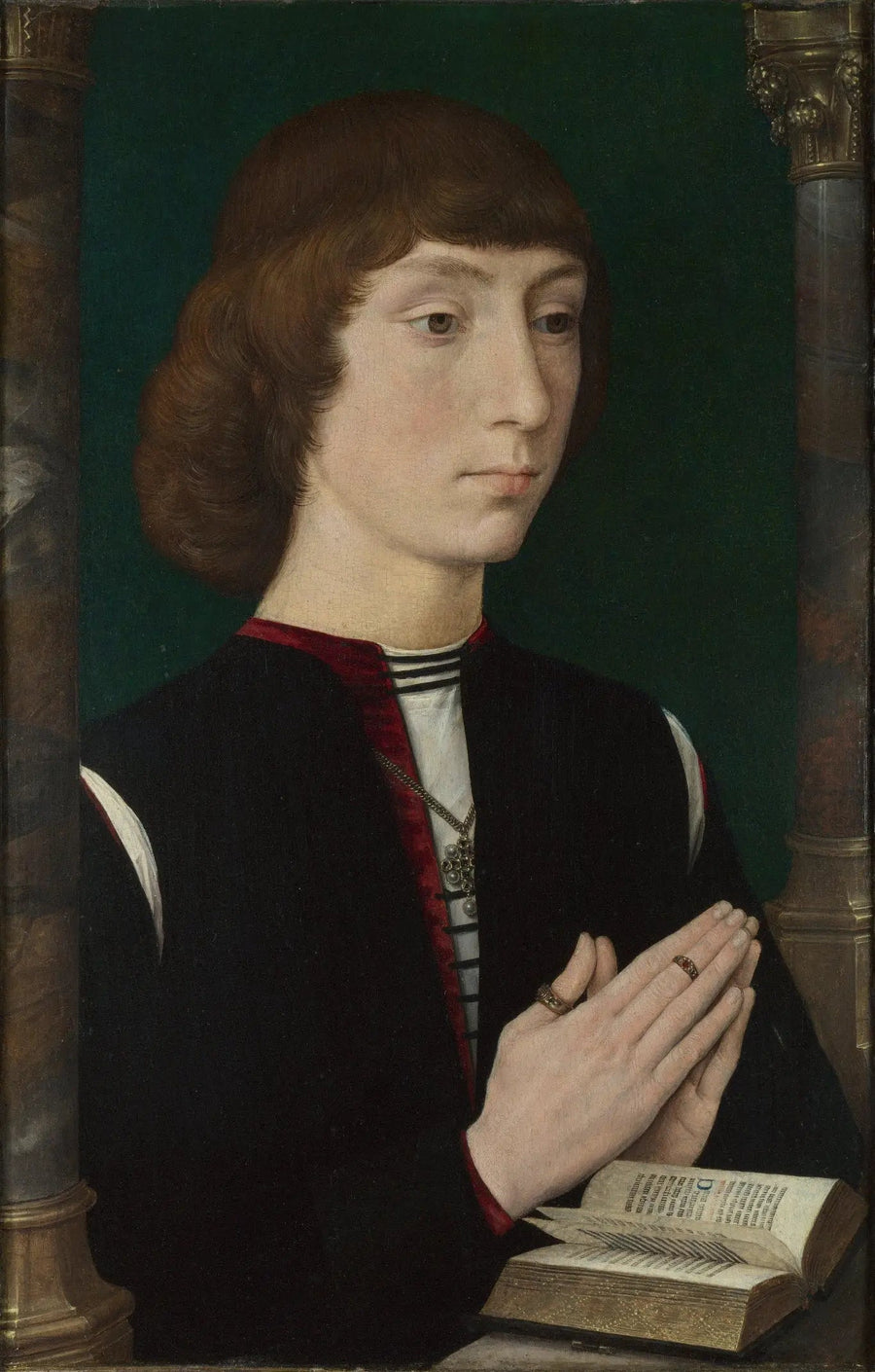Een jonge man in gebed - Hans Memling