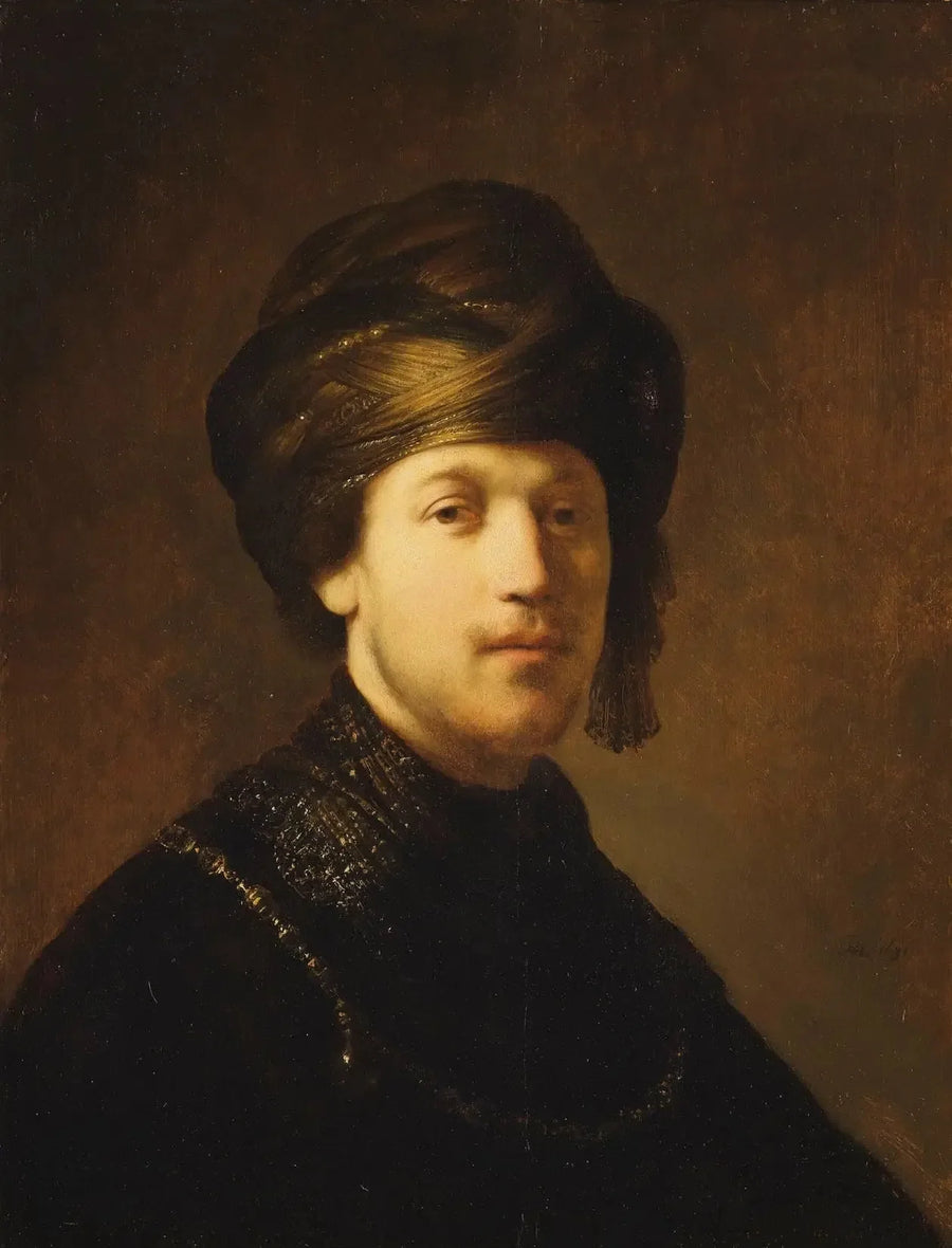 Een jonge man met een tulband - Rembrandt