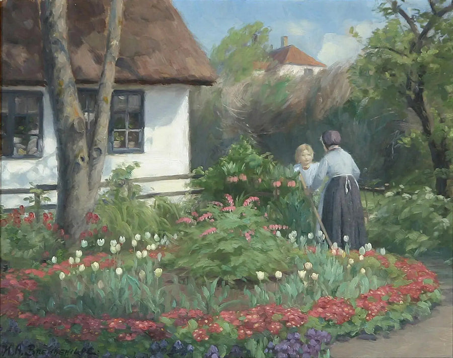 Een zomerdag in de tuin. Twee vrouwen praten voor de poort. - H. A. Brendekilde

Source:
Un jour d'été au jardin. Deux femmes discutent devant le portail. - H. A. Brendekilde