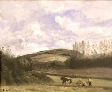 Een landbouwer op het platteland, omgeving van Étretat - Jean-Baptiste Camille Corot