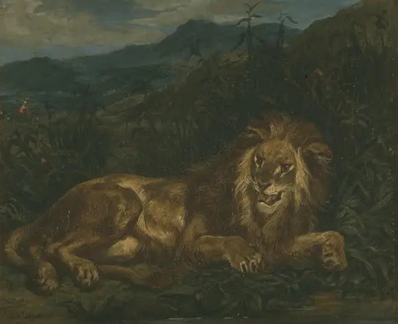 Een leeuw bij de bron - Eugène Delacroix