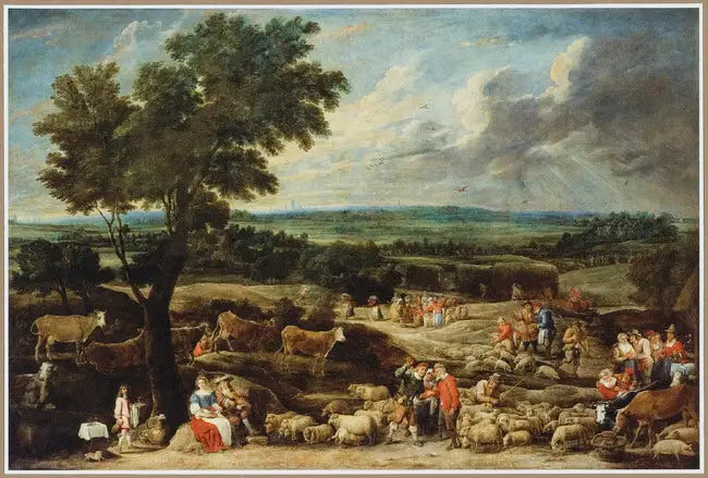 Een veehandel in een uitgestrekt landschap met Antwerpen op de achtergrond - David Teniers de Jonge

Source:
Un marché aux bestiaux dans un vaste paysage avec Anvers au loin - David Teniers le Jeune