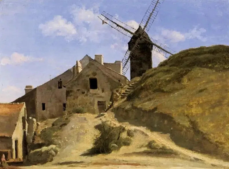 Een molen in Montmartre - Jean-Baptiste Camille Corot