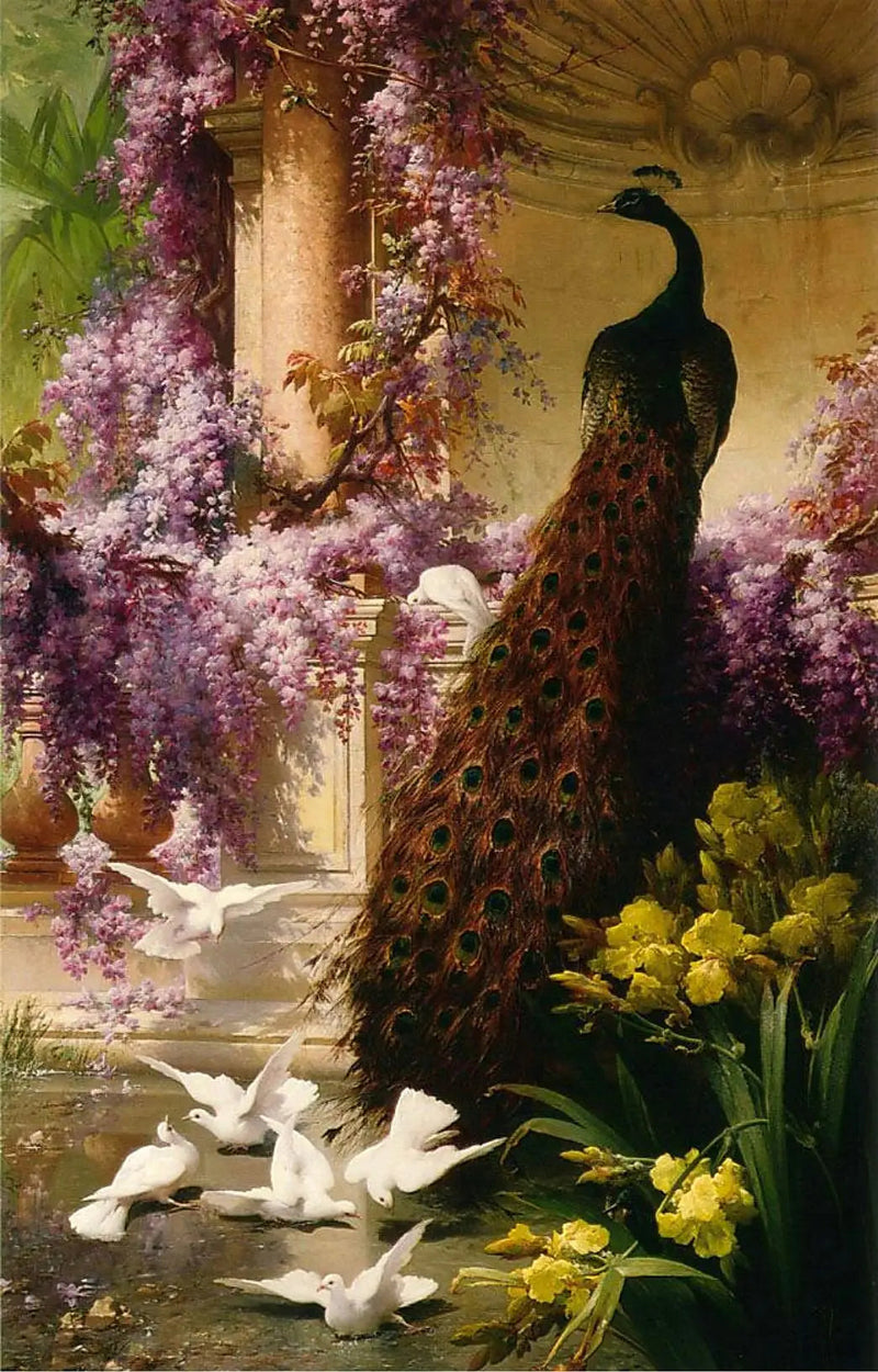 Een pauw en duiven in een tuin - Eugène Bidau

Source:
Un paon et des colombes dans un jardin - Eugène Bidau