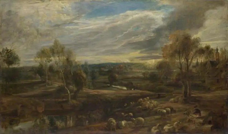 Een landschap met een herder en zijn kudde - Peter Paul Rubens