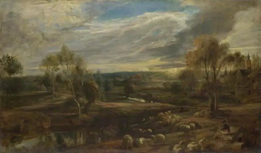 Een landschap met een herder en zijn kudde - Peter Paul Rubens