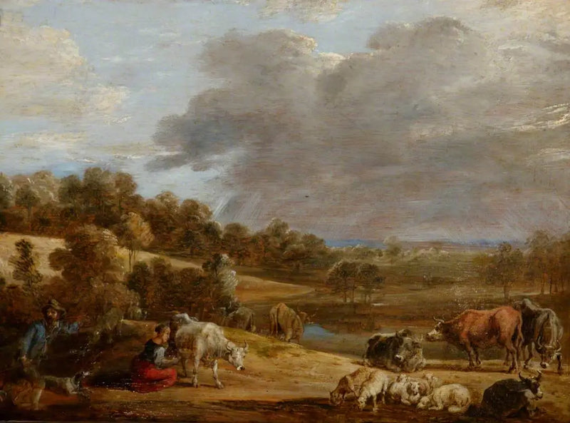 Een landschap met een vrouw die melkt - David Teniers de Jonge

Source:
Un paysage avec une femme en train de traire - David Teniers le Jeune