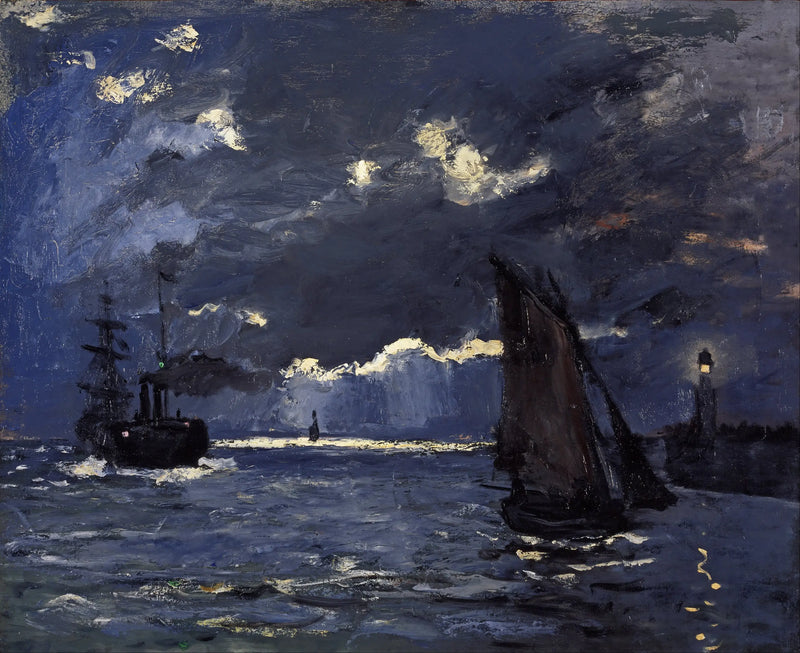 Een zeegezicht, bij maanlicht - Claude Monet