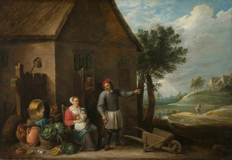 Een boer met zijn vrouw en kind voor de boerderij - David Teniers de Jonge

Source:
Un paysan avec sa femme et son enfant devant la ferme - David Teniers le Jeune