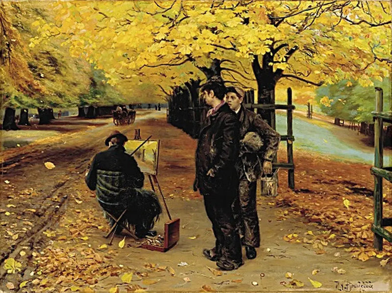 Een schilder aan zijn ezel op een herfstdag in Dyrehaven, nabij Kopenhagen. - H. A. Brendekilde

Source:
Un peintre à son chevalet un jour d'automne à Dyrehaven, près de Copenhague. - H. A. Brendekilde