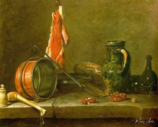 Un régime minceur avec des ustensiles de cuisine - Jean Siméon Chardin - Reproductions de tableaux et peintures haut de gamme