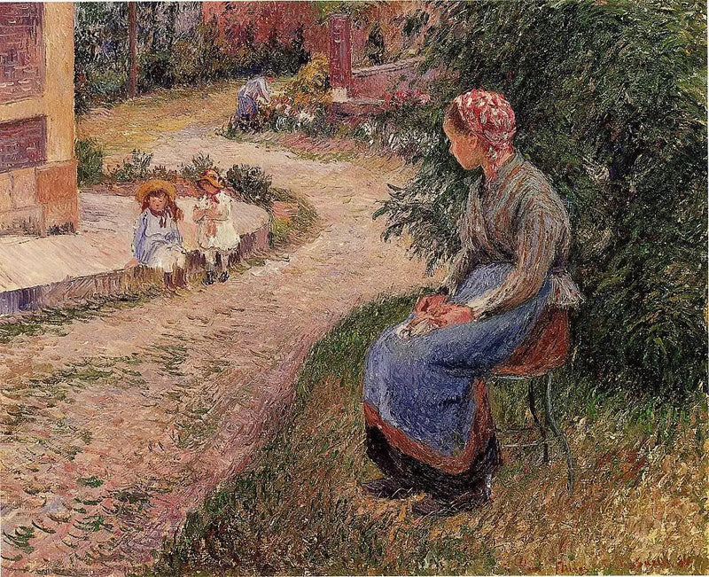 Een zittende dienaar in de tuin van Eragny - Camille Pissarro