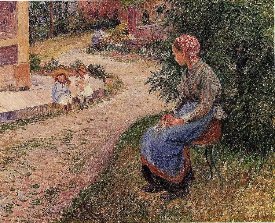 Een zittende dienaar in de tuin van Eragny - Camille Pissarro