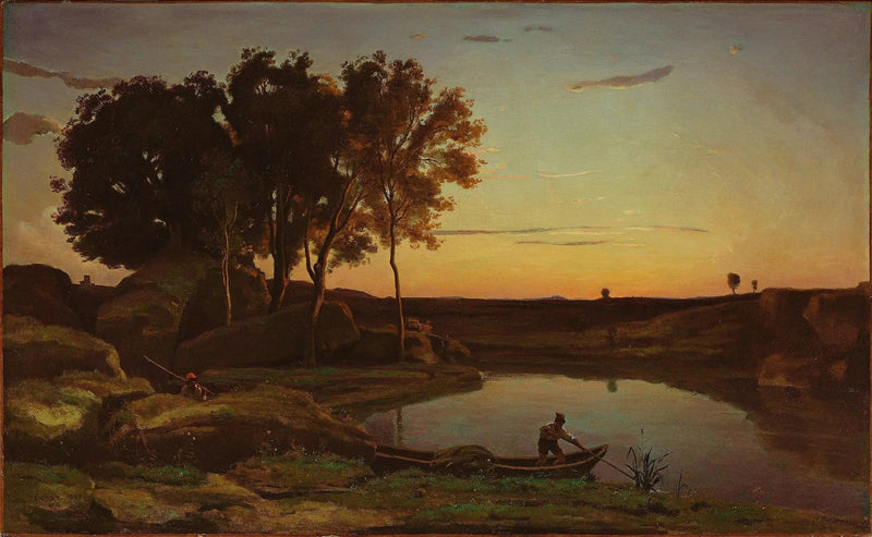 Een avond, landschap - Jean-Baptiste Camille Corot
