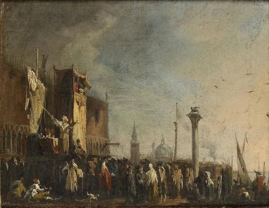 Een poppenvoorstelling op de Piazzetta, Venetië - Canaletto