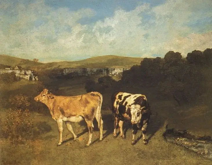 Een stier en een koeienkalf - Gustave Courbet