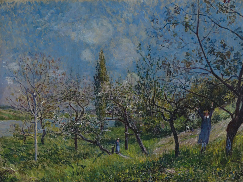 Een boomgaard in de lente, Door - Alfred Sisley