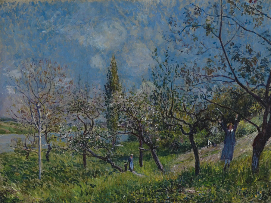 Een boomgaard in de lente, Door - Alfred Sisley