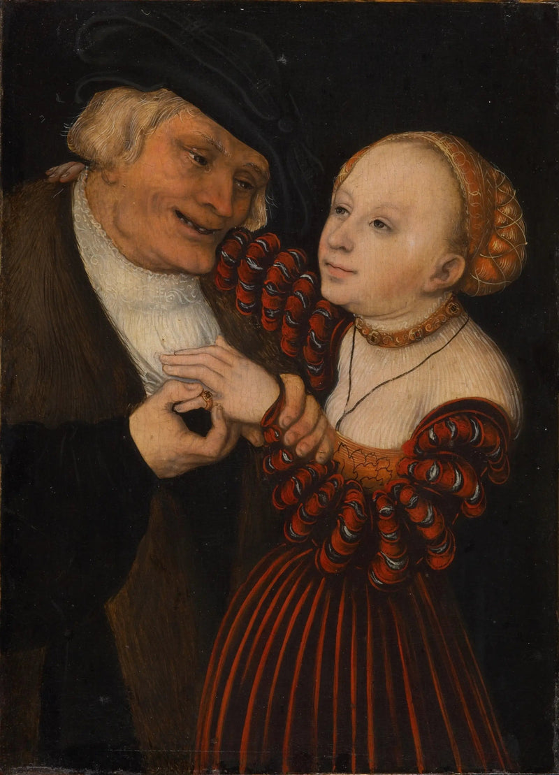 Een oude man met een meisje / Een slecht passend paar - Lucas Cranach de Oudere