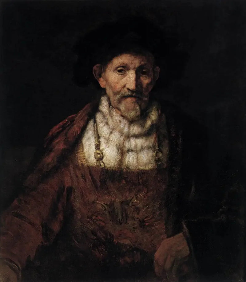 Een oude man in een fantasierijk kostuum - Rembrandt