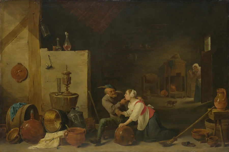 Een oude boer aait een keukenmeid in een schuur - David Teniers de Jonge

Source:
Un vieux paysan caresse une servante de cuisine dans une écurie - David Teniers le Jeune