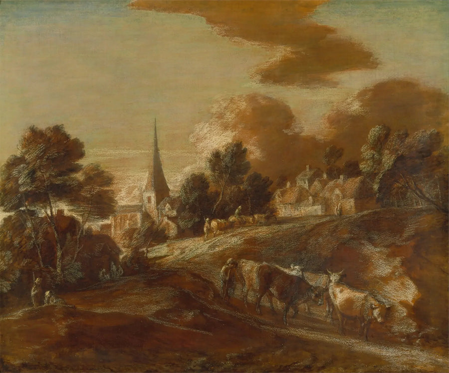 Een denkbeeldig bosdorp met herdershonden en vee - Thomas Gainsborough

Source:
Un village boisé imaginaire avec des bouviers et du bétail - Thomas Gainsborough
