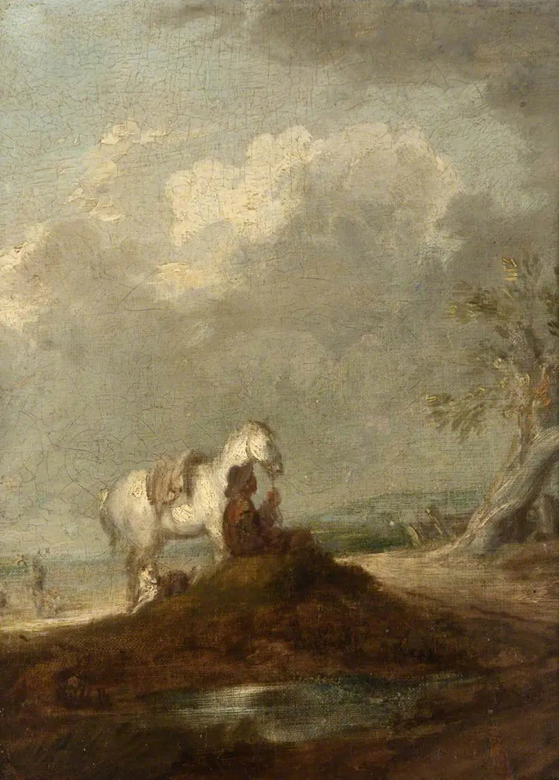 Een reiziger zittend op een landweggetje, met een wit paard - Thomas Gainsborough

Source:
Un voyageur assis sur une route de campagne, tenant un cheval blanc - Thomas Gainsborough
