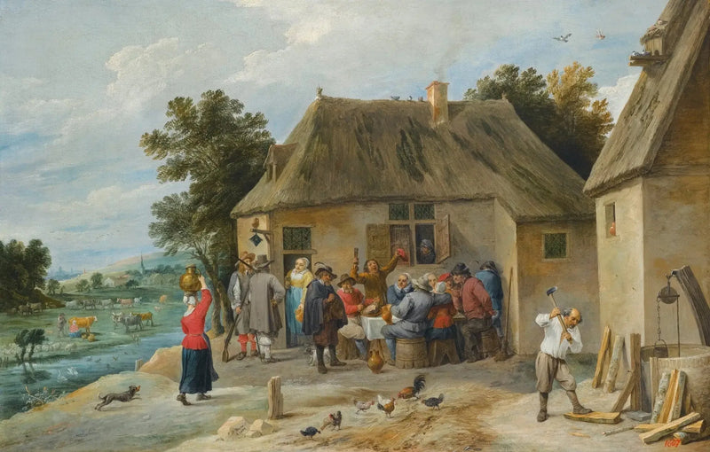 Een landelijk herberg, met de herbergier die hout hakt - David Teniers de Jonge

Source:
Une auberge de campagne, avec l'aubergiste coupant du bois - David Teniers le Jeune