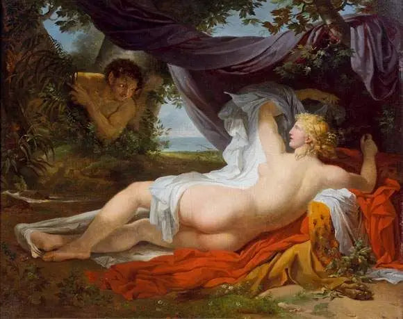 Een ontwaakte Bacchante door een jonge faun - Charles Meynier

Source:
Une Bacchante éveillée par un jeune faune - Charles Meynier
