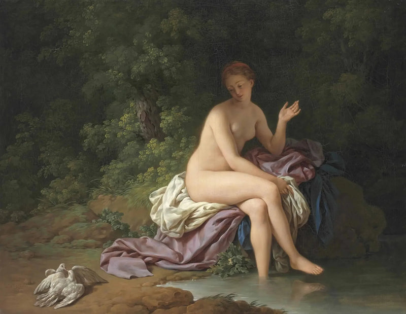 Een badende vrouw die twee duiven naar elkaar ziet kijken - Louis Jean François Lagrenée

Source:
Une Baigneuse qui regarde deux Colombes se caresser - Louis Jean François Lagrenée