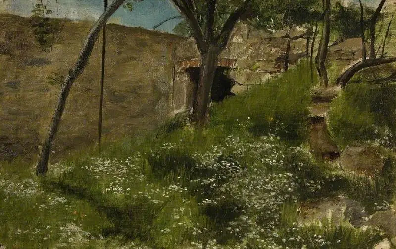 Een bloemrijke bank - Lawrence Alma-Tadema