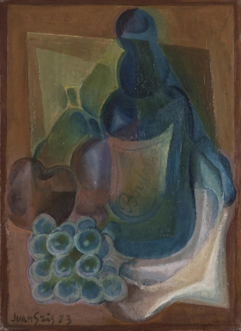 Een fles en fruit - Juan Gris