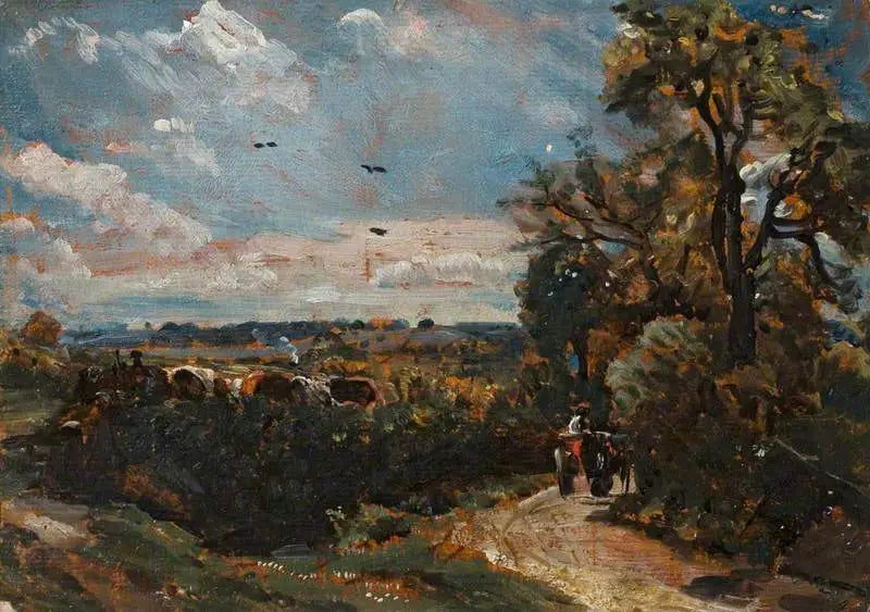 Een kar op een steeg in Flatford - John Constable