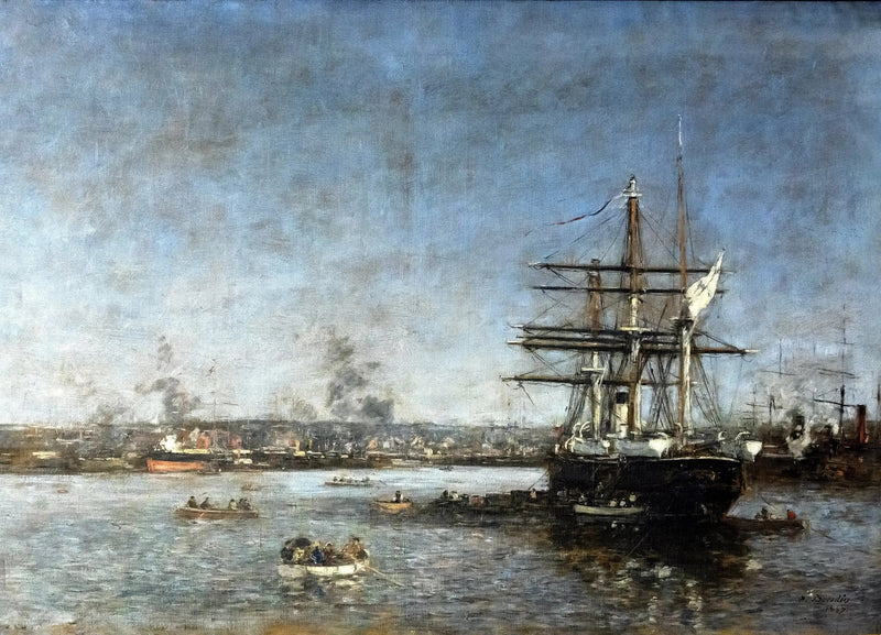 Een Russische korvet in het bassin van de Eure: Le Havre - Eugène Boudin