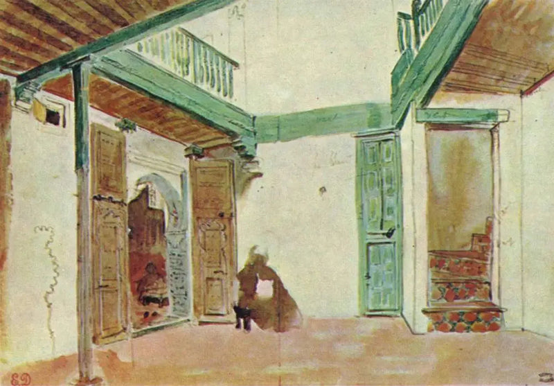 Een binnenplaats in Tanger - Eugène Delacroix