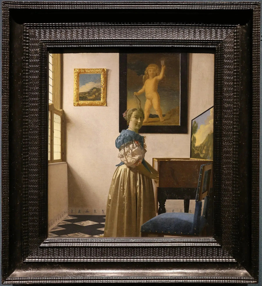 Een dame staande aan het virginaal - Johannes Vermeer