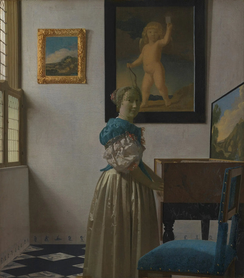Een dame staande aan het virginaal - Johannes Vermeer