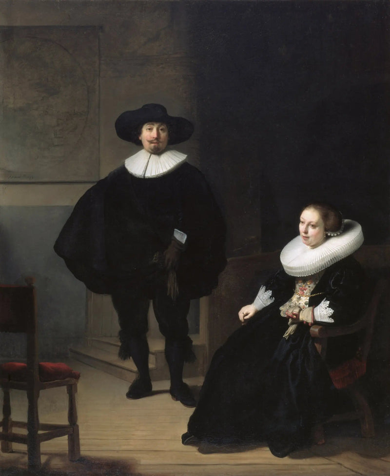 Een dame en een edelman in het zwart - Rembrandt