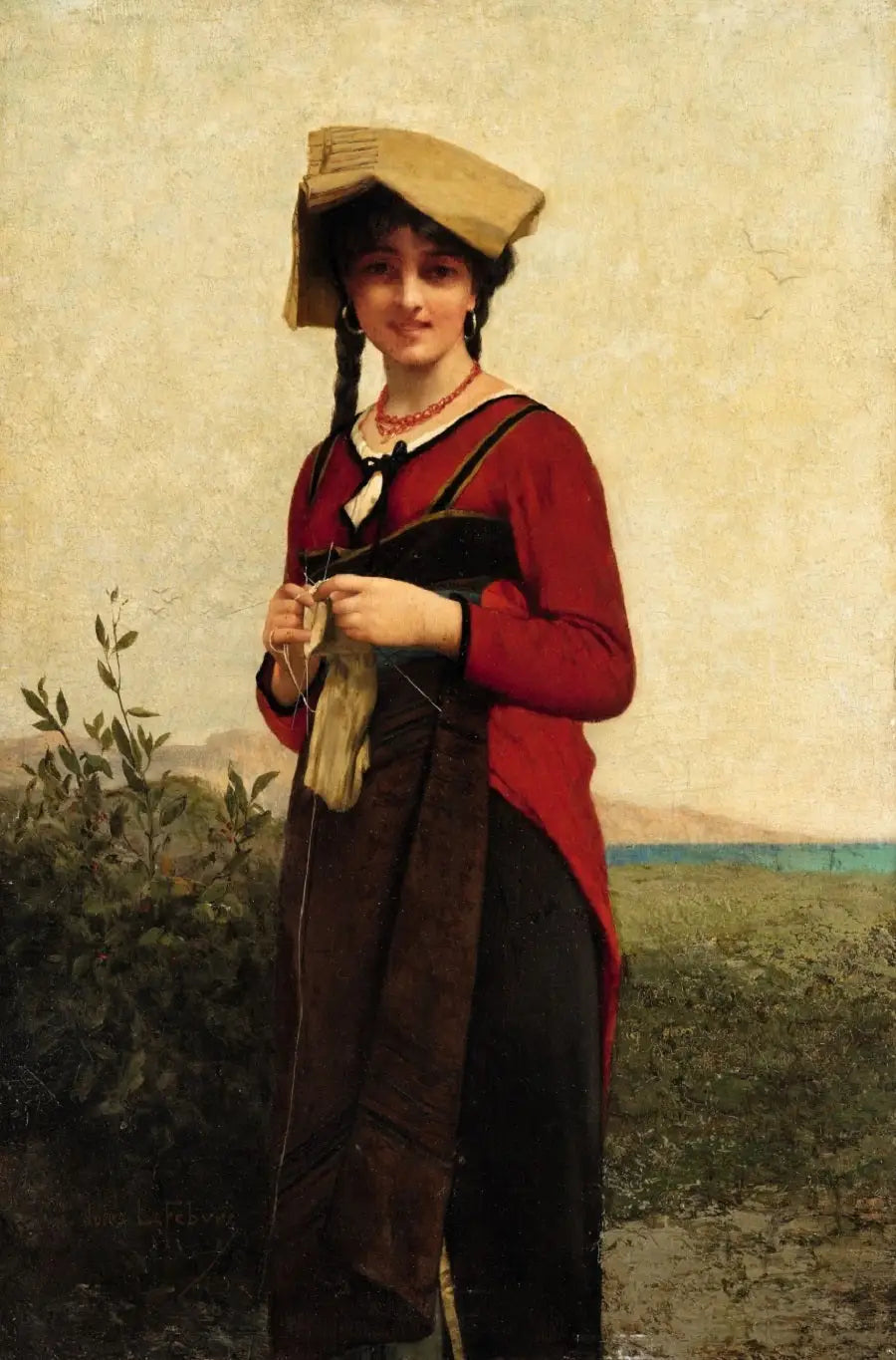 Een Italiaanse dame die breit - Jules Lefebvre

Source:
Une dame italienne en train de tricoter - Jules Lefebvre