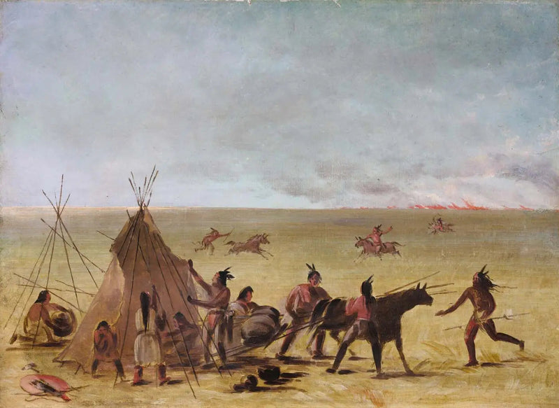 Een Indiase familie geschokt door de naderende brand in de prairies - George Catlin

Source:
Une famille indienne alarmée par l'approche d'un incendie dans les prairies - George Catlin